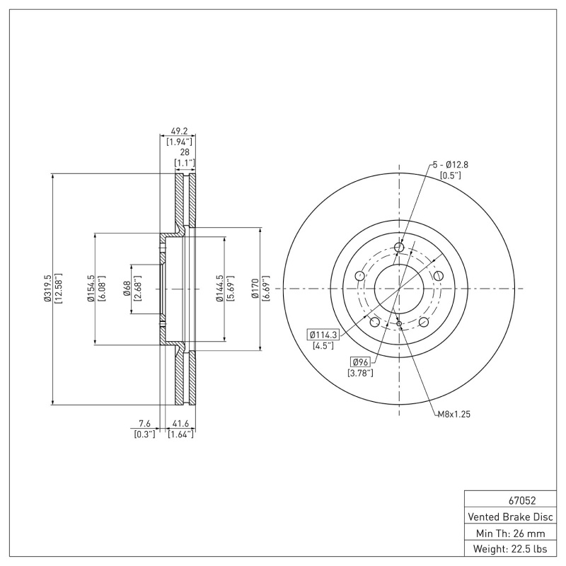Infiniti Q70 Hybrid Brake Rotor (1) - Front - DFC - Plain - `03-`23