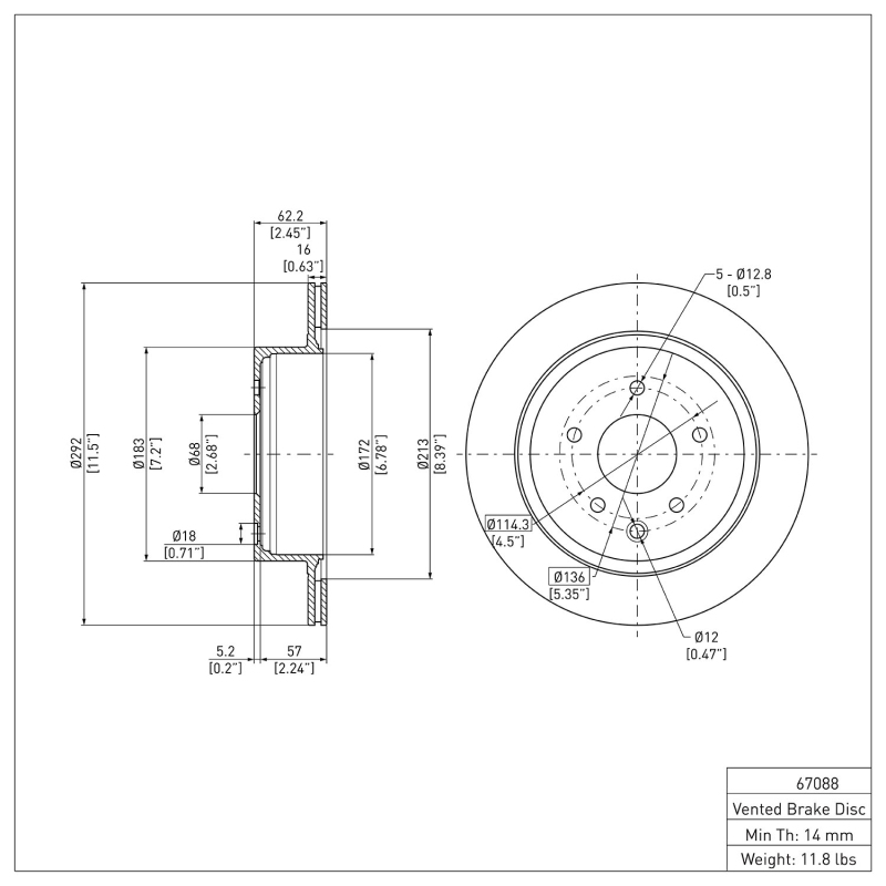 Infiniti G35 Brake Rotor (1) - Rear - DFC - Plain - `02-`25