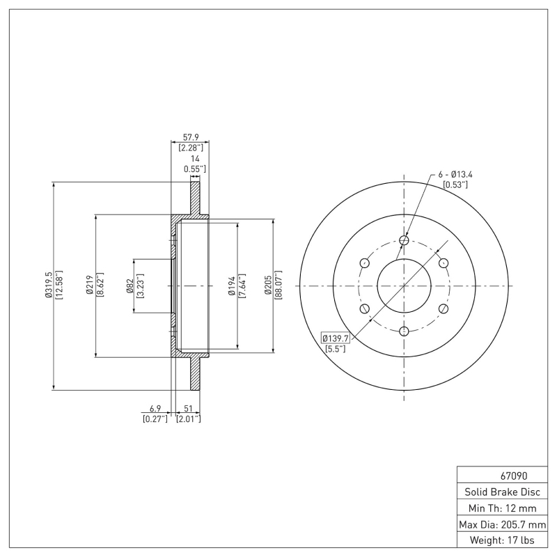 Infiniti QX56 Brake Rotor (1) - Rear - DFC - Plain - `04-`15