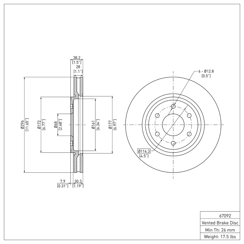Nissan XTerra Brake Rotor (1) - Front - DFC - Plain - `05-`25
