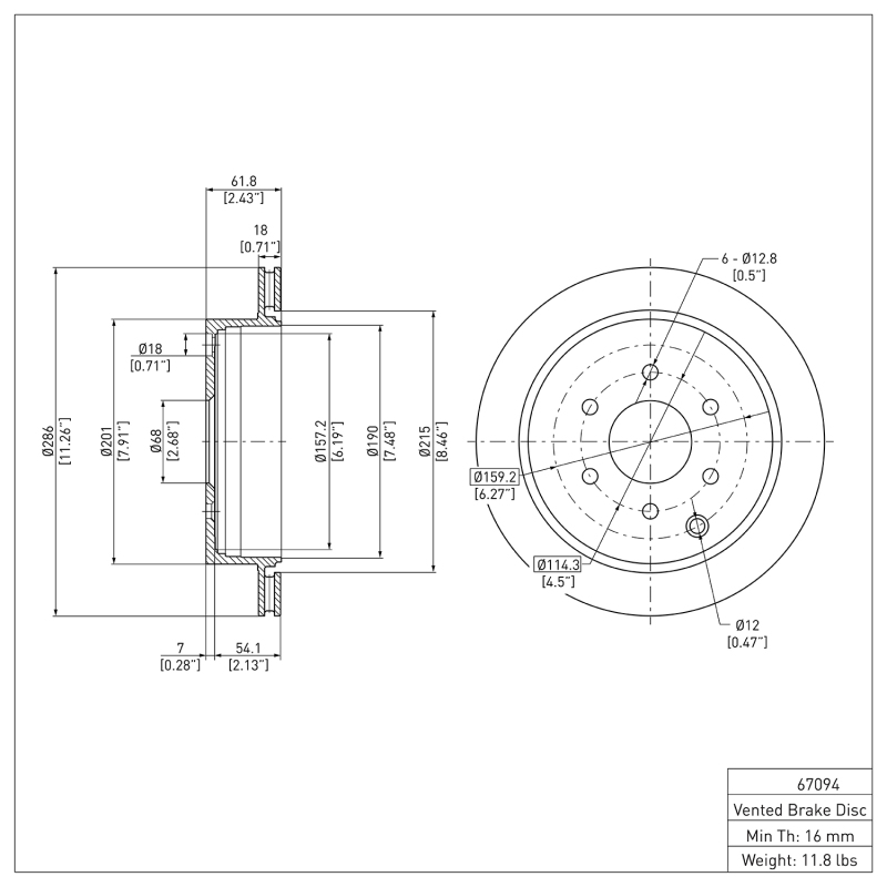 Nissan Frontier Brake Rotor (1) - Rear - DFC - Plain - `05-`25