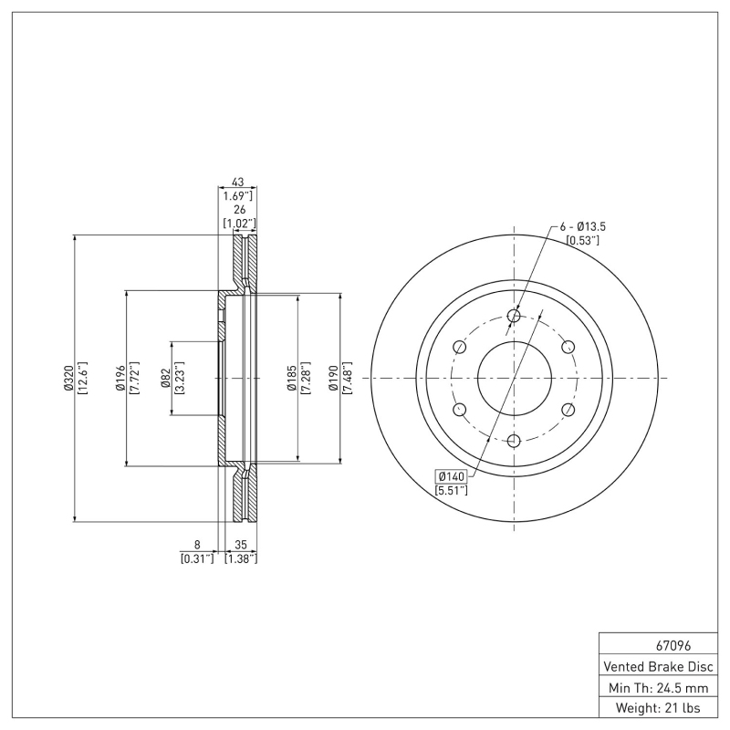 Infiniti QX56 Brake Rotor (1) - Front - DFC - Plain - `05-`07