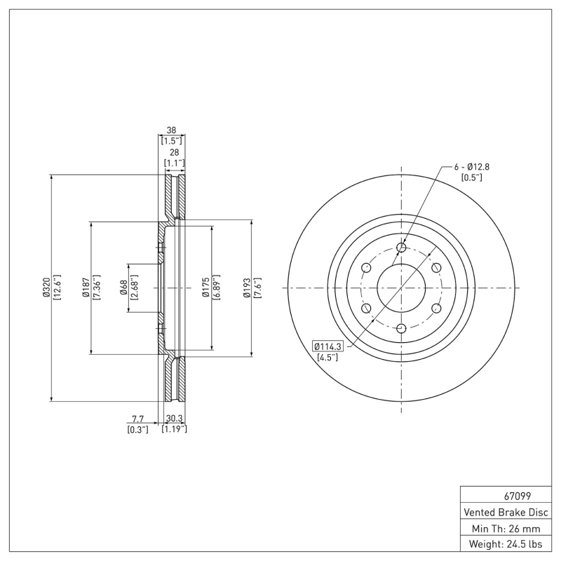 Nissan Pathfinder Brake Rotor (1) - Front - DFC - Plain - `08-`11