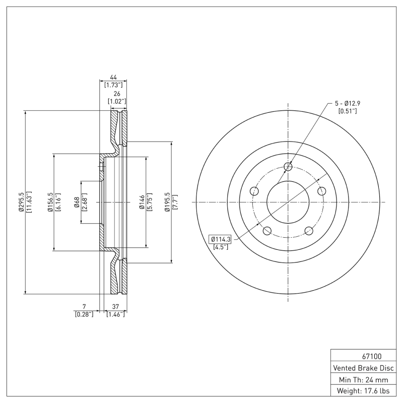 Nissan Sentra Brake Rotor (1) - Front - DFC - Plain - `11-`19