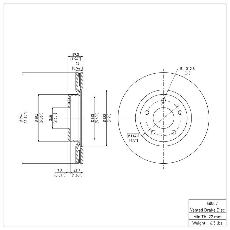 Infiniti G35 Brake Rotor (1) - Front - DFC - Plain - `03-`05