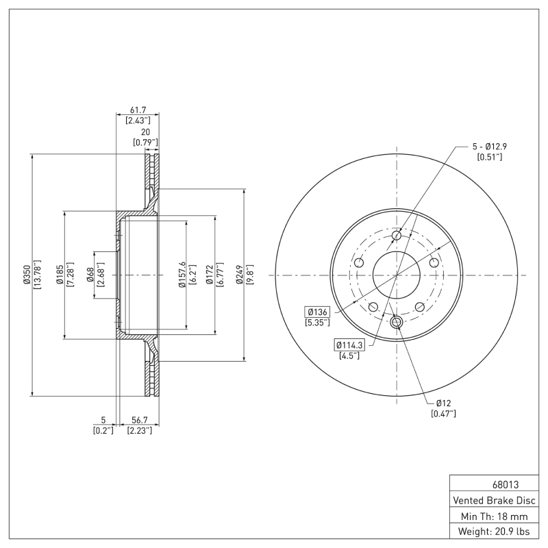 Infiniti Q60 Brake Rotor (1) - Rear - DFC - Plain - `08-`25