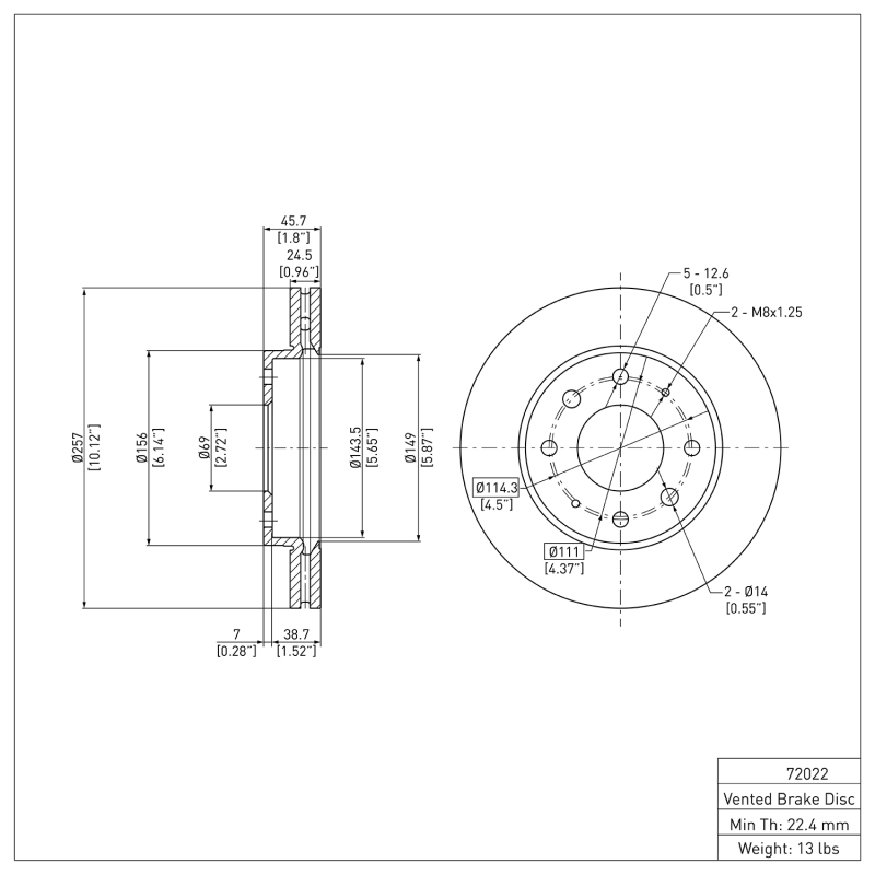 Dodge Colt Brake Rotor (1) - Front - DFC - Plain - `88-`07