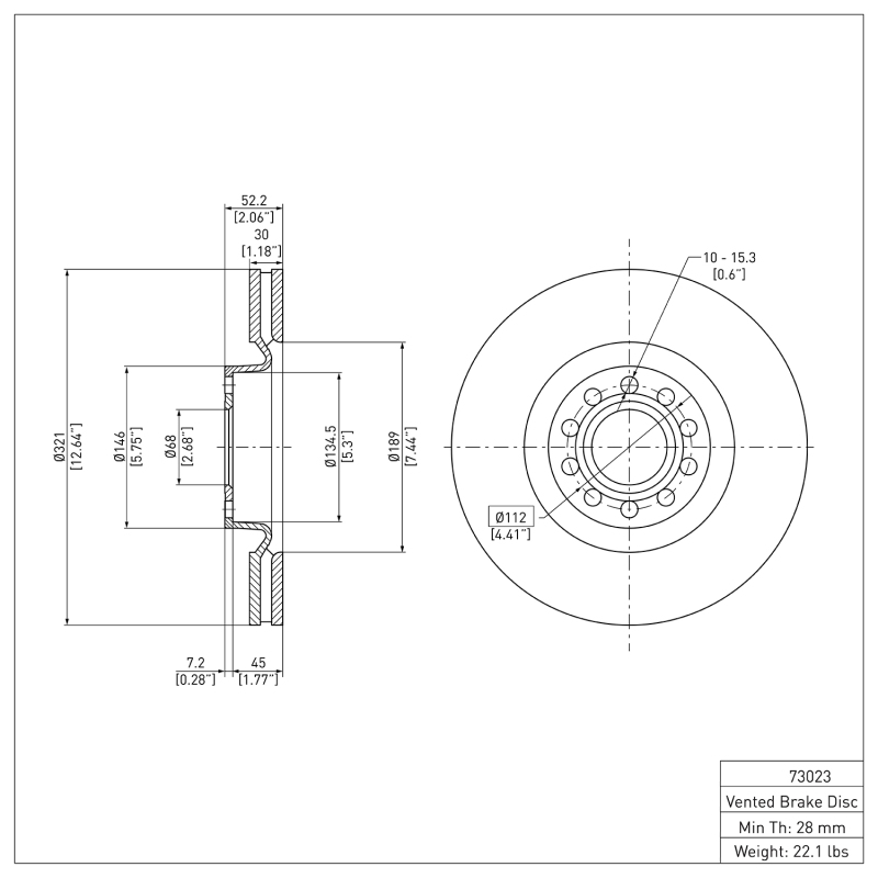 Audi S6 Brake Rotor (1) - Front - DFC - Plain - `99-`04