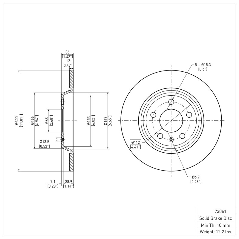 Audi A6 Quattro Brake Rotor (1) - Rear - DFC - Plain - `08-`25