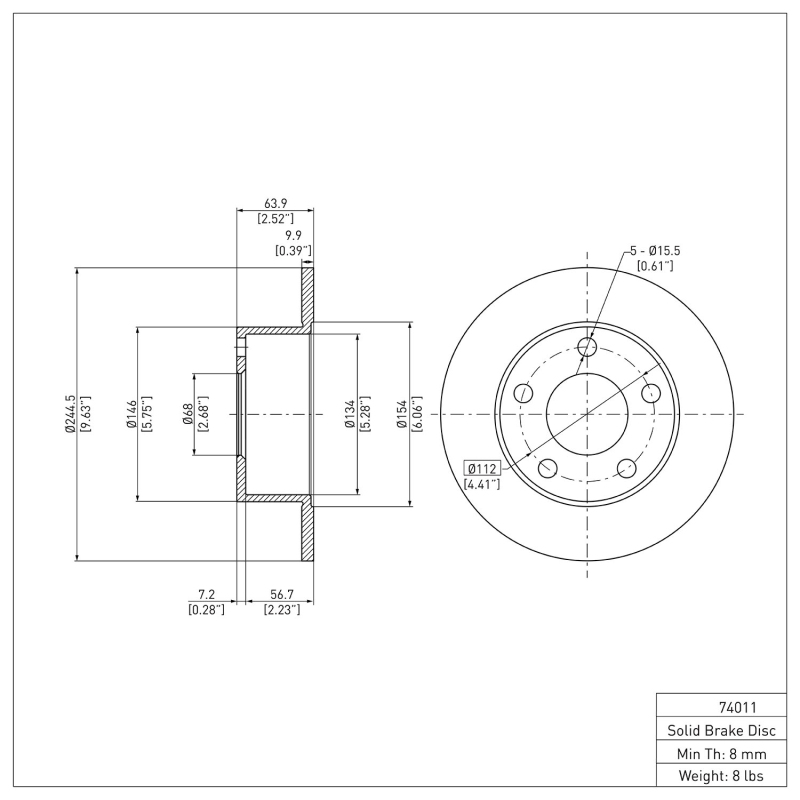 Audi A6 Brake Rotor (1) - Rear - DFC - Plain - `92-`05