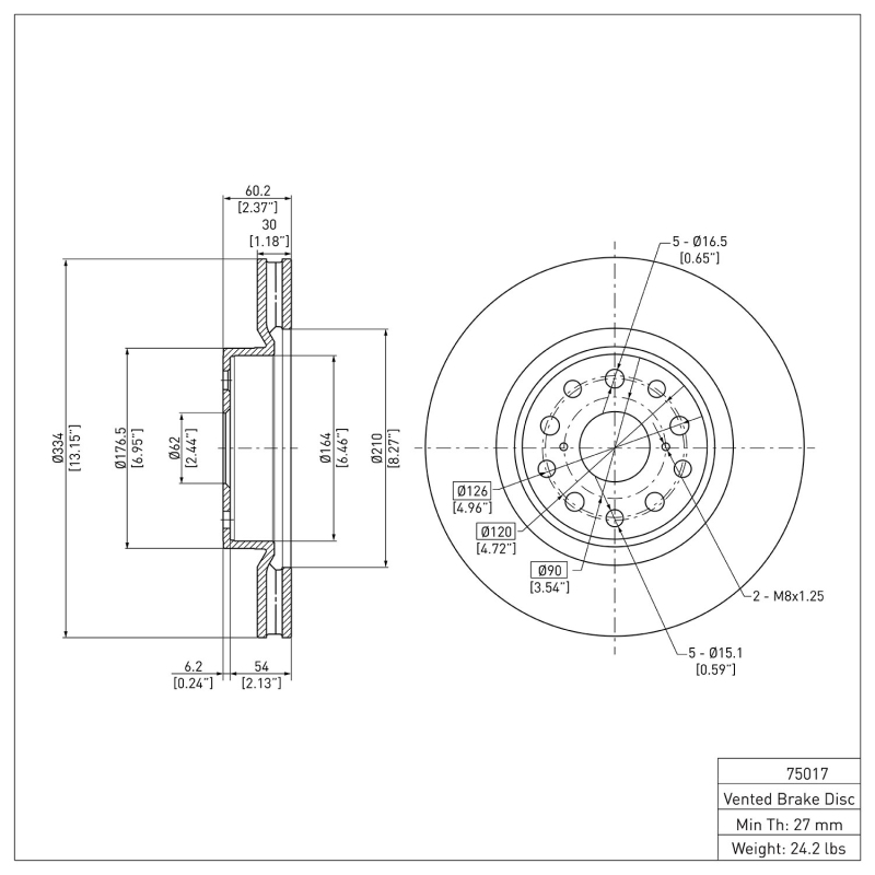 Lexus LS460 Brake Rotor (1) - Front - DFC - Plain - `07-`23