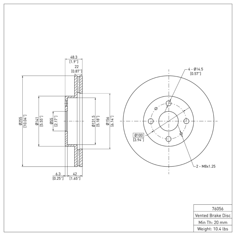 Chevrolet Prizm Brake Rotor (1) - Front - DFC - Plain - `93-`02