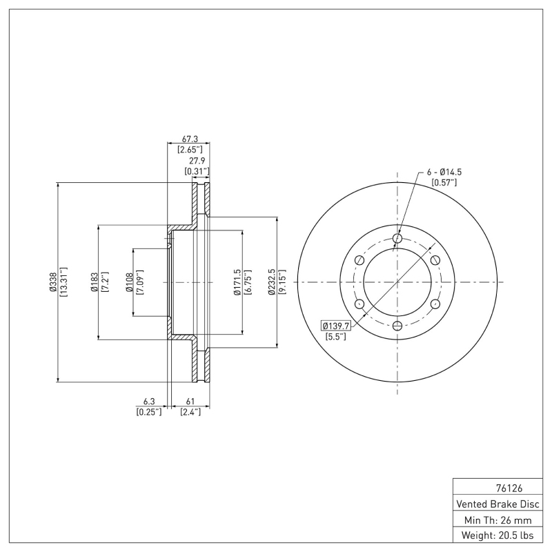 Lexus GX470 Brake Rotor (1) - Front - DFC - Plain - `03-`09