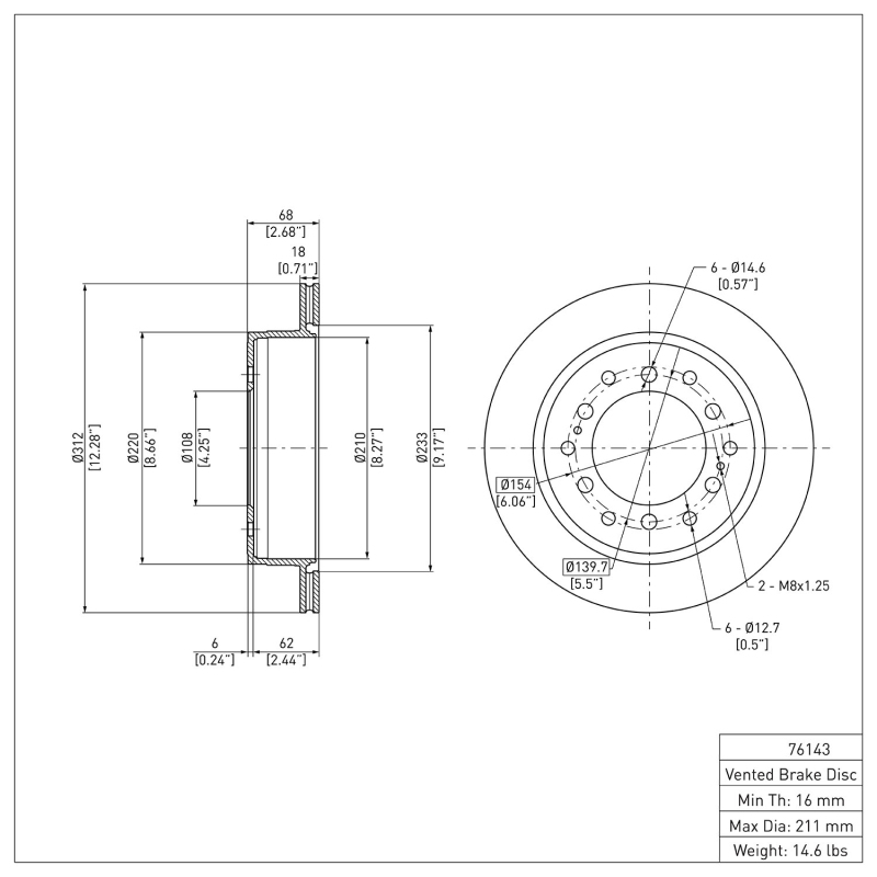 Lexus GX460 Brake Rotor (1) - Rear - DFC - Plain - `10-`24