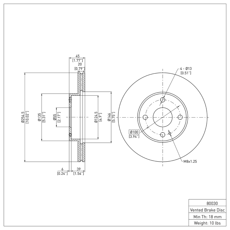 Mazda Miata Brake Rotor (1) - Front - DFC - Plain - `94-`02