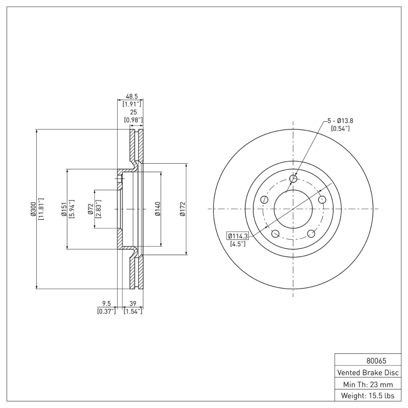 Mazda 3 Brake Rotor (1) - Front - DFC - Plain - `04-`15