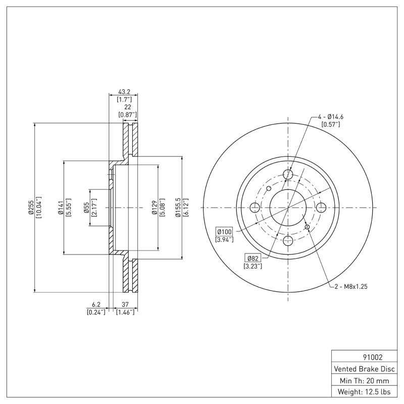 Scion xA Brake Rotor (1) - Front - DFC - Plain - `04-`06