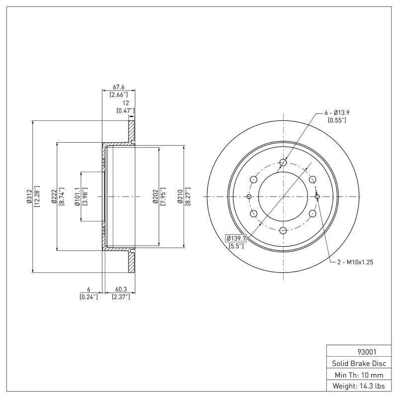 Hummer H3T Brake Rotor (1) - Rear - DFC - Plain - `06-`10