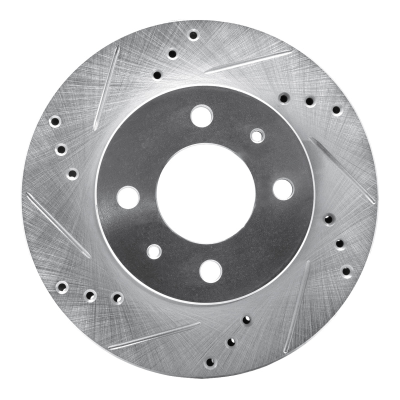 Hyundai Accent Brake Rotor (1) - Front Left - DFC - Drilled & Slotted - Silver - `00-`02