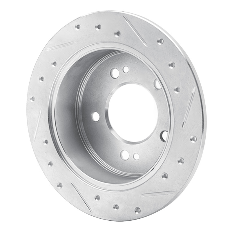 Hyundai Tucson Brake Rotor (1) - Rear Left - DFC - Drilled & Slotted - Silver - `01-`10