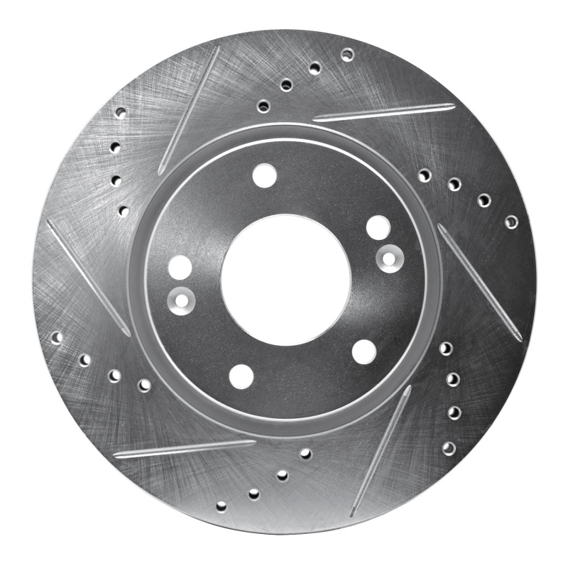 Hyundai Tucson Brake Rotor (1) - Front Left - DFC - Drilled & Slotted - Silver - `03-`13