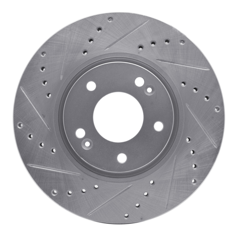 Hyundai Veloster Brake Rotor (1) - Front Left - DFC - Drilled & Slotted - Silver - `05-`24 Hyundai Veloster Brake Rotor (1) - Front Left - DFC - Drilled & Slotted - Silver - `05-`24