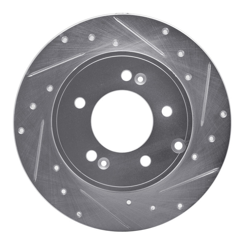 Hyundai Tucson Brake Rotor (1) - Rear Right - DFC - Drilled & Slotted - Silver - `05-`20