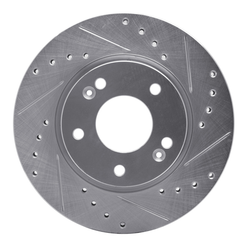Hyundai Elantra Brake Rotor (1) - Front Right - DFC - Drilled & Slotted - Silver - `07-`10