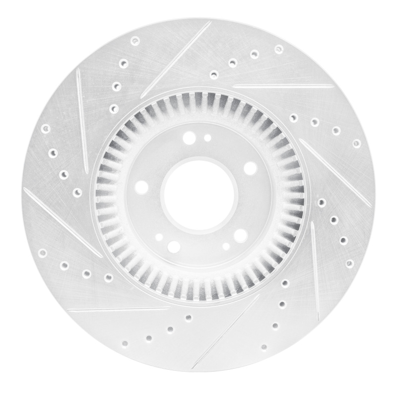 Hyundai Genesis Sedan Brake Rotor (1) - Front Right - DFC - Drilled & Slotted - Silver - `09-`14