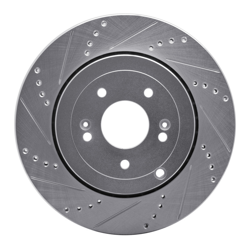 Hyundai Genesis Coupe Brake Rotor (1) - Rear Left - DFC - Drilled & Slotted - Silver - `10-`16