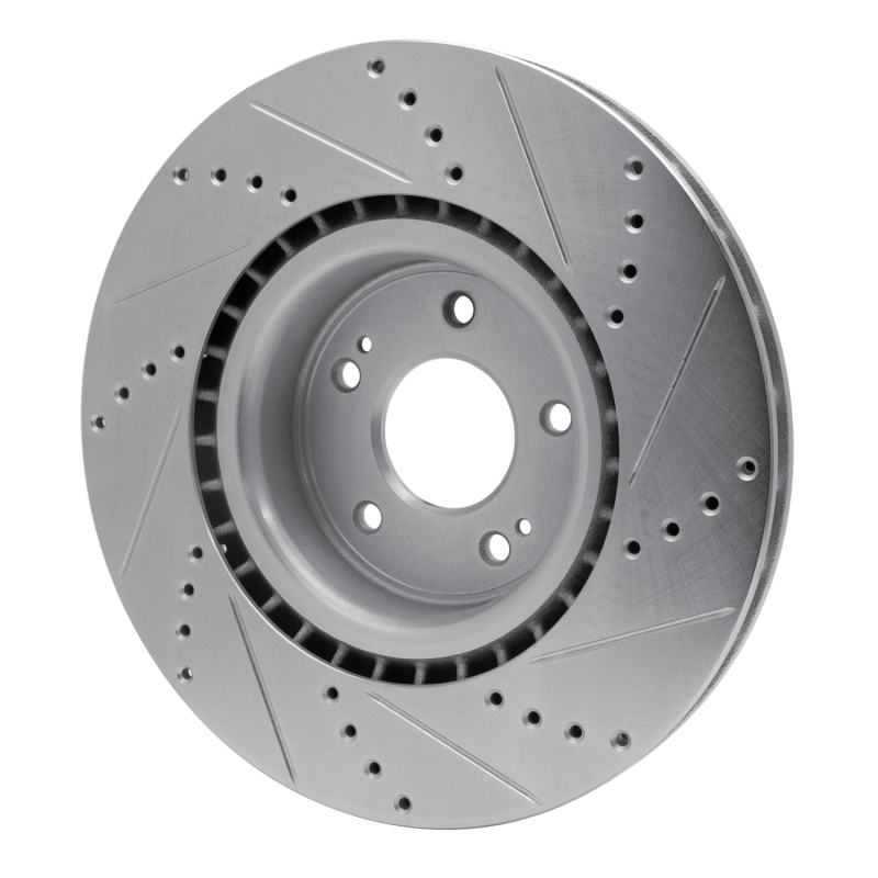 Hyundai Genesis Coupe Brake Rotor (1) - Front Left - DFC - Drilled & Slotted - Silver - `10-`16