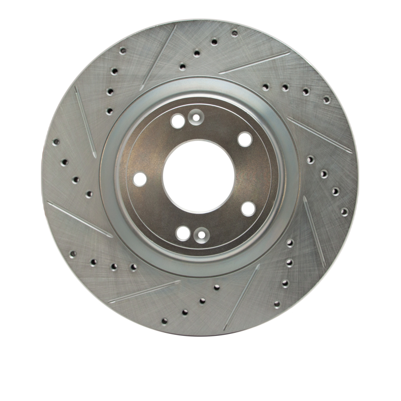 Hyundai Genesis Coupe Brake Rotor (1) - Front Left - DFC - Drilled & Slotted - Silver - `10-`16