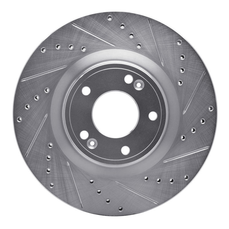 Hyundai Genesis Coupe Brake Rotor (1) - Front Right - DFC - Drilled & Slotted - Silver - `10-`16