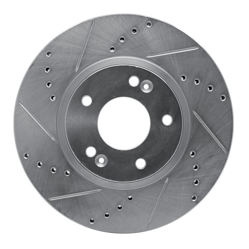 Hyundai Santa Fe Brake Rotor (1) - Front Left - DFC - Drilled & Slotted - Silver - `07-`09