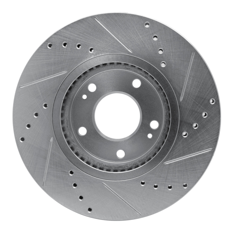 Hyundai Santa Fe Brake Rotor (1) - Front Left - DFC - Drilled & Slotted - Silver - `07-`09
