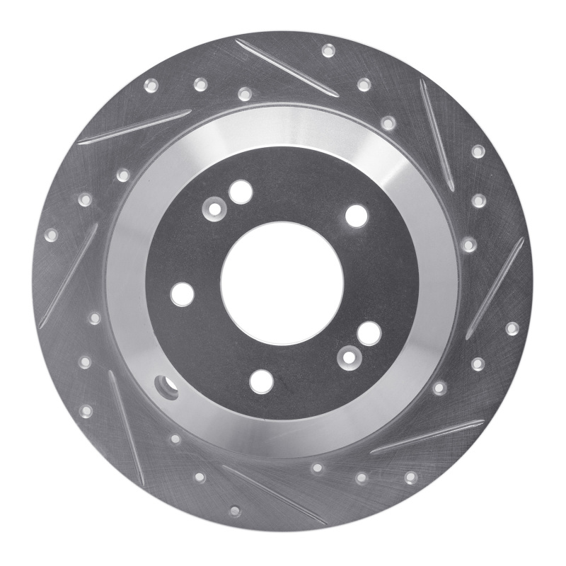 Hyundai Santa Fe XL Brake Rotor (1) - Rear Right - DFC - Drilled & Slotted - Silver - `10-`21 Hyundai Santa Fe XL Brake Rotor (1) - Rear Right - DFC - Drilled & Slotted - Silver - `10-`21