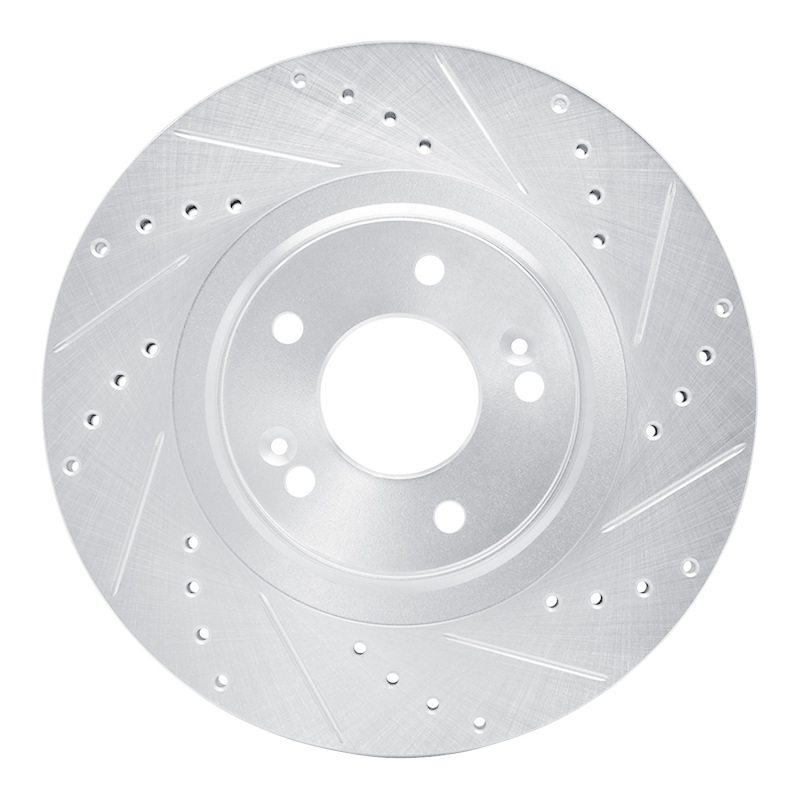 Hyundai Santa Fe XL Brake Rotor (1) - Front Right - DFC - Drilled & Slotted - Silver - `13-`20