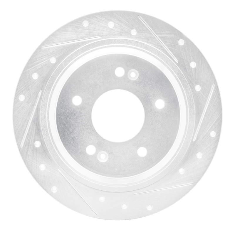 Hyundai Kona Brake Rotor (1) - Rear Right - DFC - Drilled & Slotted - Silver - `18-`25