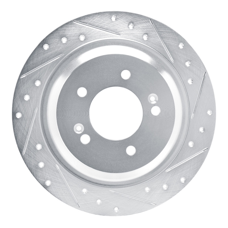 Hyundai Tucson Brake Rotor (1) - Rear Right - DFC - Drilled & Slotted - Silver - `21-`25