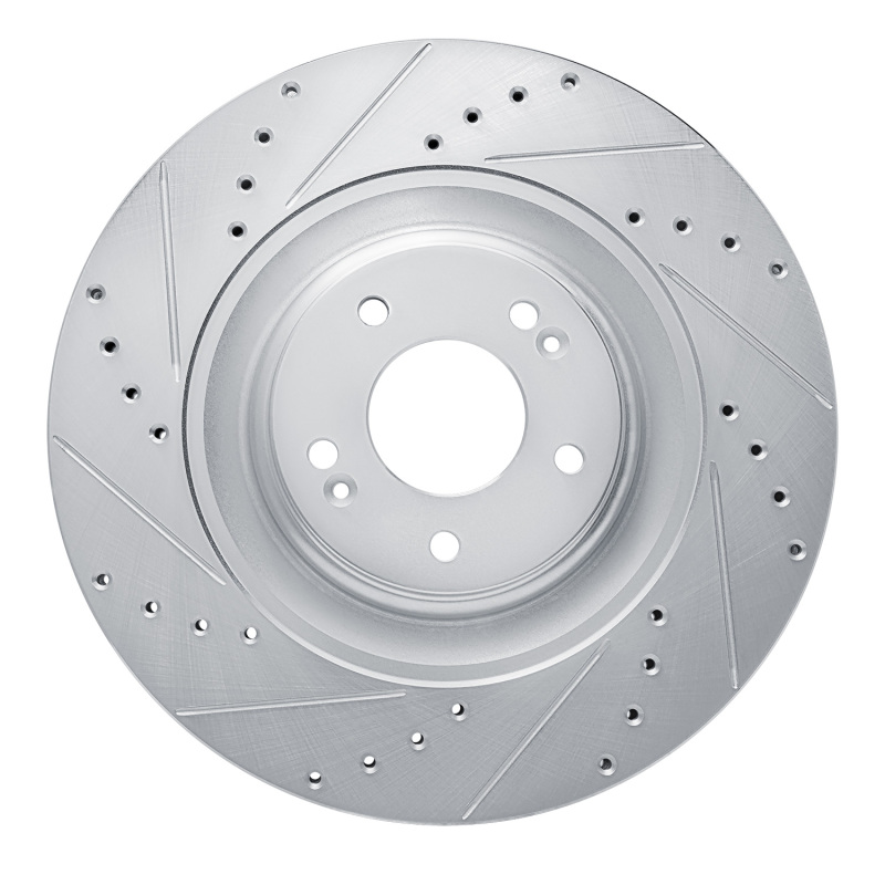 Hyundai Kona N Brake Rotor (1) - Front Left - DFC - Drilled & Slotted - Silver - `22-`25