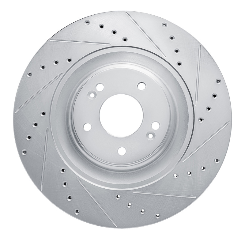 Hyundai Kona N Brake Rotor (1) - Front Right - DFC - Drilled & Slotted - Silver - `22-`25