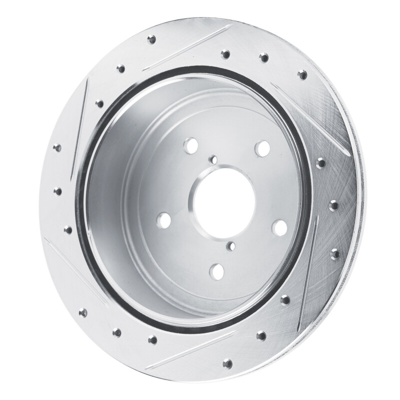Subaru WRX Brake Rotor (1) - Rear Right - DFC - Drilled & Slotted - Silver - `22-`25