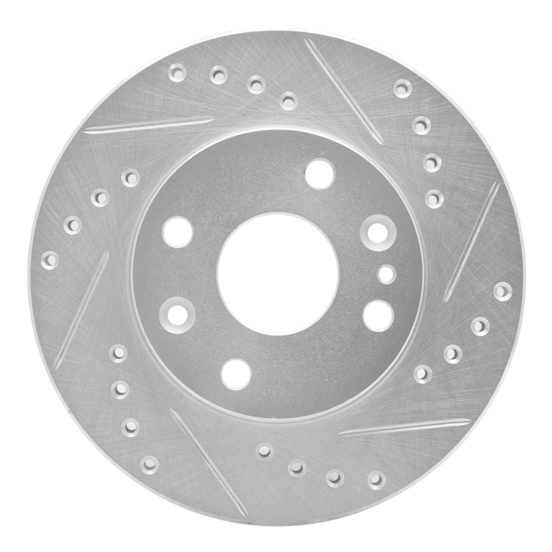 Ford Aspire Brake Rotor (1) - Front Right - DFC - Drilled & Slotted - Silver - `94-`02