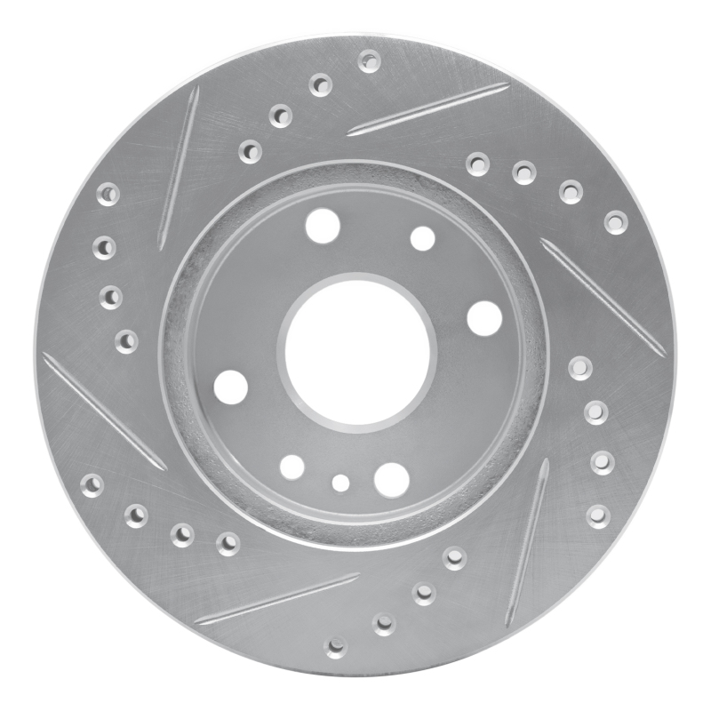 Ford Aspire Brake Rotor (1) - Front Right - DFC - Drilled & Slotted - Silver - `94-`02