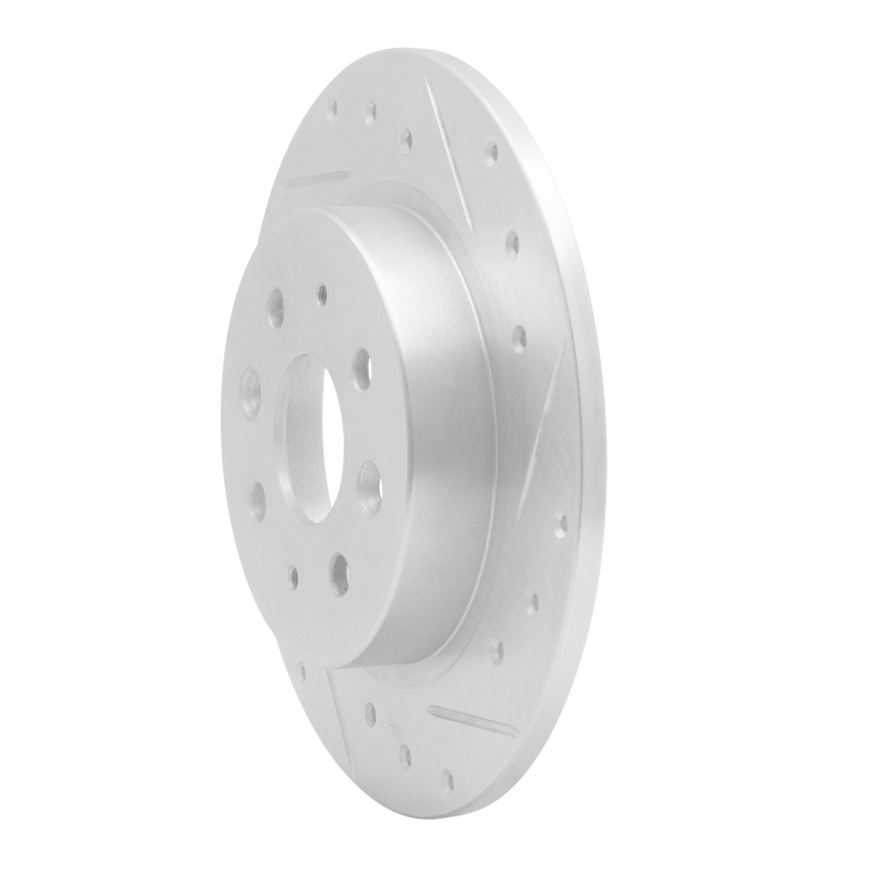 Kia Spectra Brake Rotor (1) - Rear Right - DFC - Drilled & Slotted - Silver - `98-`03