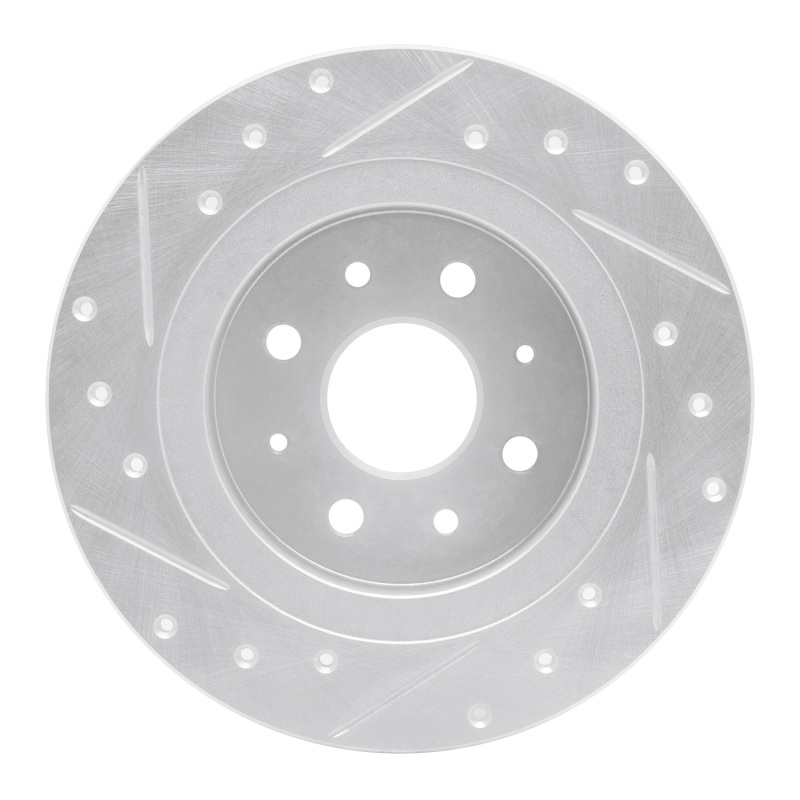 Kia Spectra Brake Rotor (1) - Rear Right - DFC - Drilled & Slotted - Silver - `98-`03