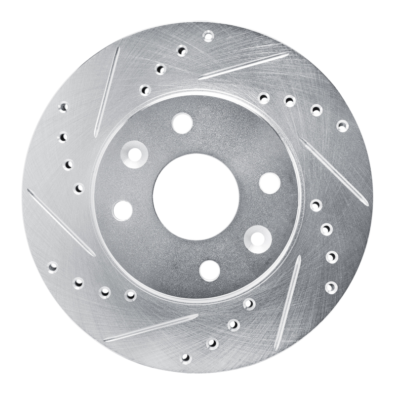 Kia Spectra Brake Rotor (1) - Front Left - DFC - Drilled & Slotted - Silver - `94-`00 Kia Spectra Brake Rotor (1) - Front Left - DFC - Drilled & Slotted - Silver - `94-`00