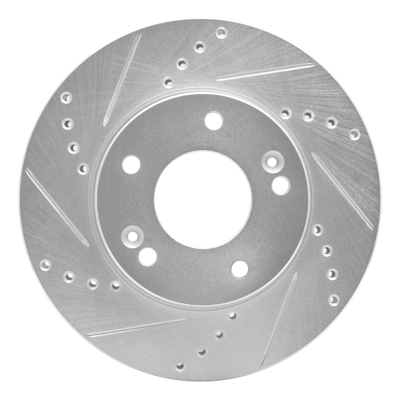 Kia Soul Brake Rotor (1) - Front Left - DFC - Drilled & Slotted - Silver - `10-`11