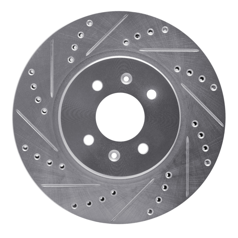 Hyundai Accent Brake Rotor (1) - Front Left - DFC - Drilled & Slotted - Silver - `12-`23