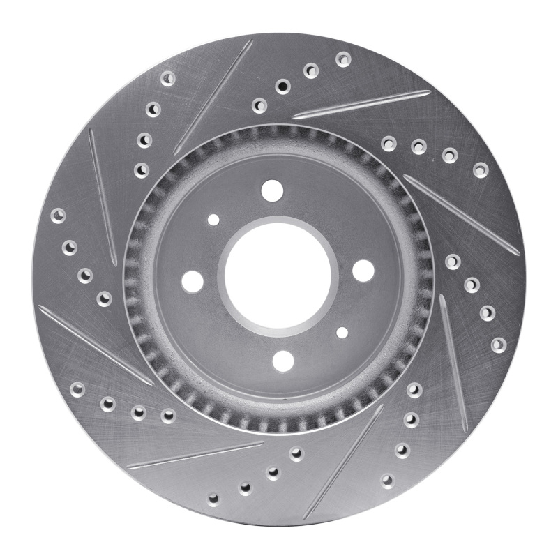 Hyundai Accent Brake Rotor (1) - Front Right - DFC - Drilled & Slotted - Silver - `12-`23